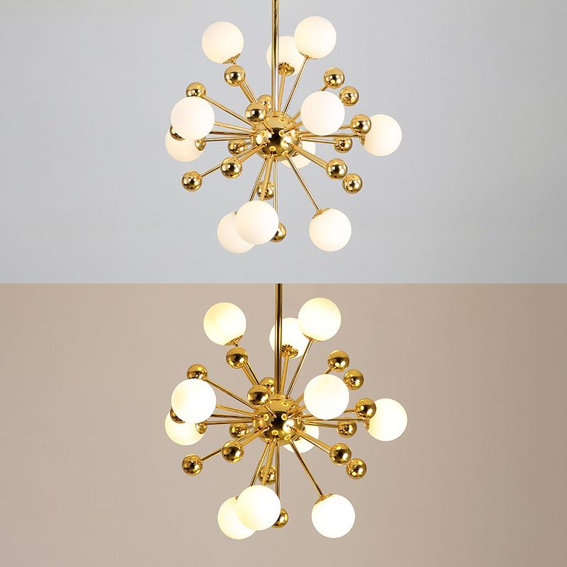 Lampadario in metallo post-moderno dorato Dandelion Tandeli a forma di buio a forma di piena cittadino per soggiorno per soggiorno