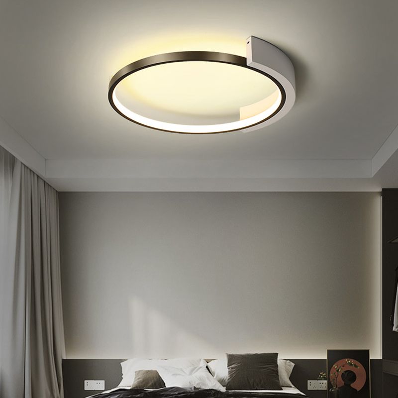 19.6" Wide Round Simplicity LED Ceiling Light Metal + Silicone Light Guide Bar Contemporary Style Lighting Fixture