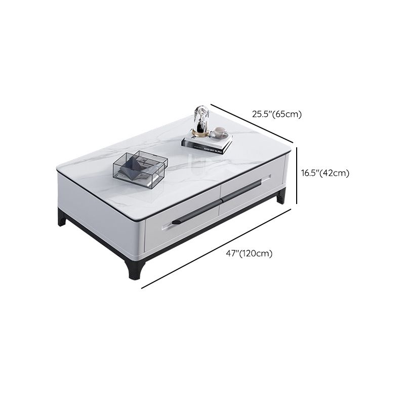 Slate Coffee or End Table with Storage Drawers Rectangle 4 Legs