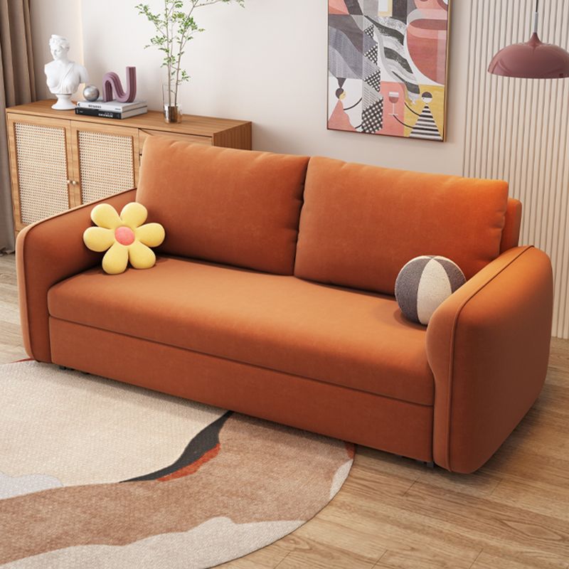Contemporary Convertible Bed Sofa Couch with Pillows in Orange
