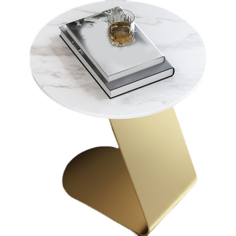 Contemporary Round 23.6" Tall Side Table Metallic C Side Table