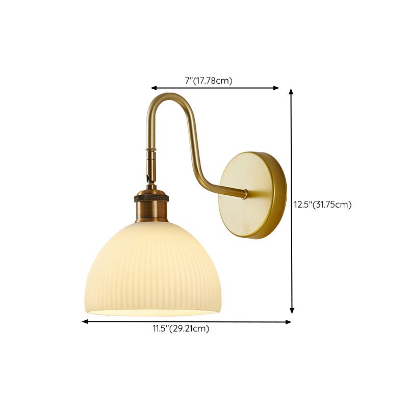 Dome Shape Glass Vanity Lamp Modern Style 1 Light Vanity Light Fixture in Gold
