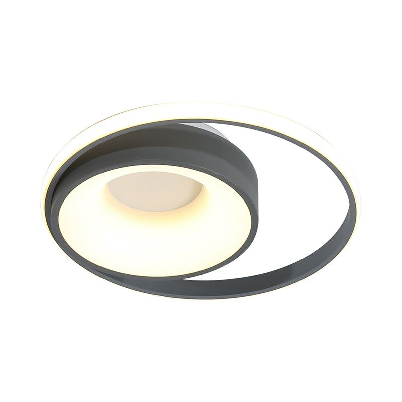 Circular Flush Light Fixture Modern Metal Gray LED Ceiling Light in Natural Light/Remote Control Stepless Dimming