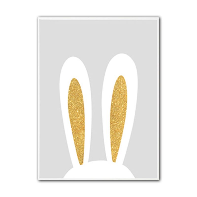 Minimalism Rabbit Ear Paintings for Playroom Canvas Wall Art in Yellow, Multiple Sizes