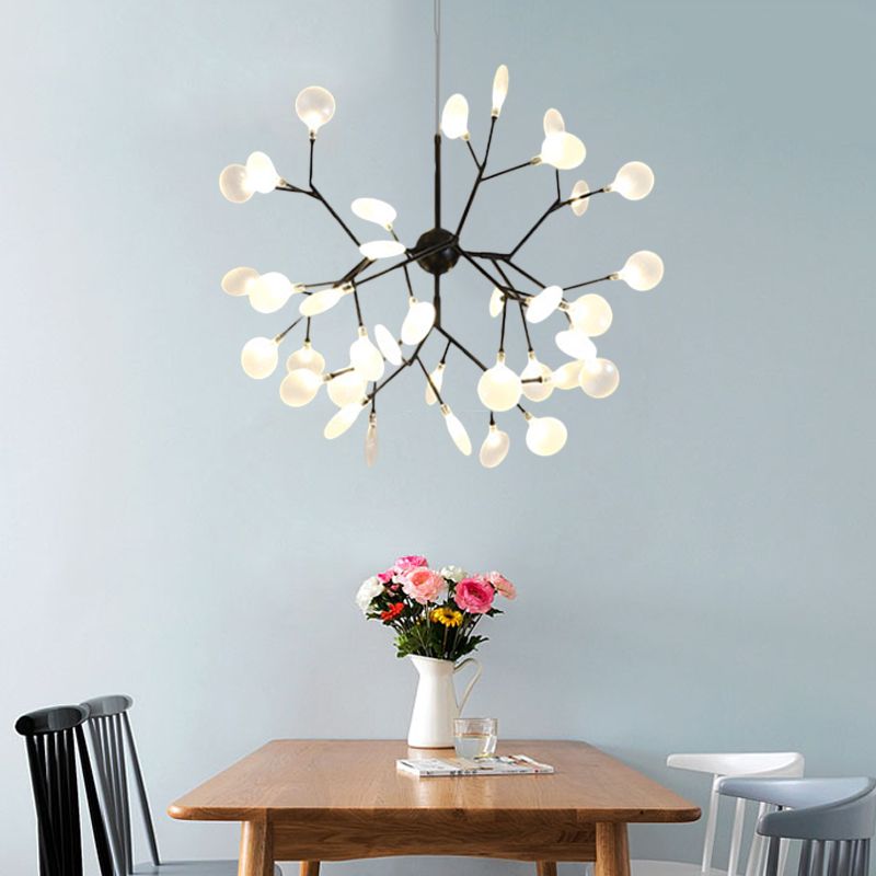 Modernità Heracleum Design lampadario vetro opalino 36/45/54 teste soggiorno cittadino a soffitto in nero/oro