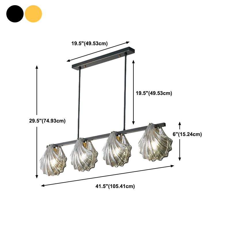 Glass Shell Shape Chandelier Light Modern Style Multi Lights Chandelier Light Fixture