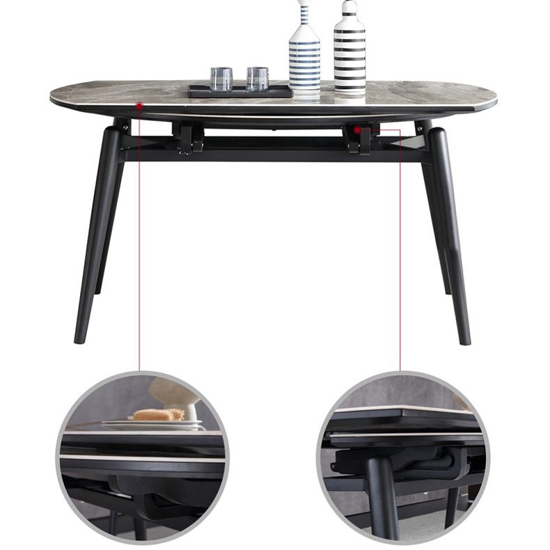 Modern Metal Dining Room Set Standard Height Black Legs Dining Set with Rectangle Table