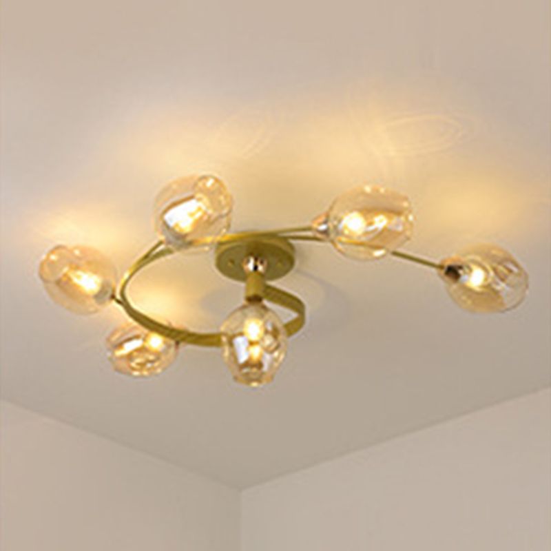 Industrial Dome Shade Unique Flush Mount Ceiling Lights Metal Semi-Flush Mount for Bedroom