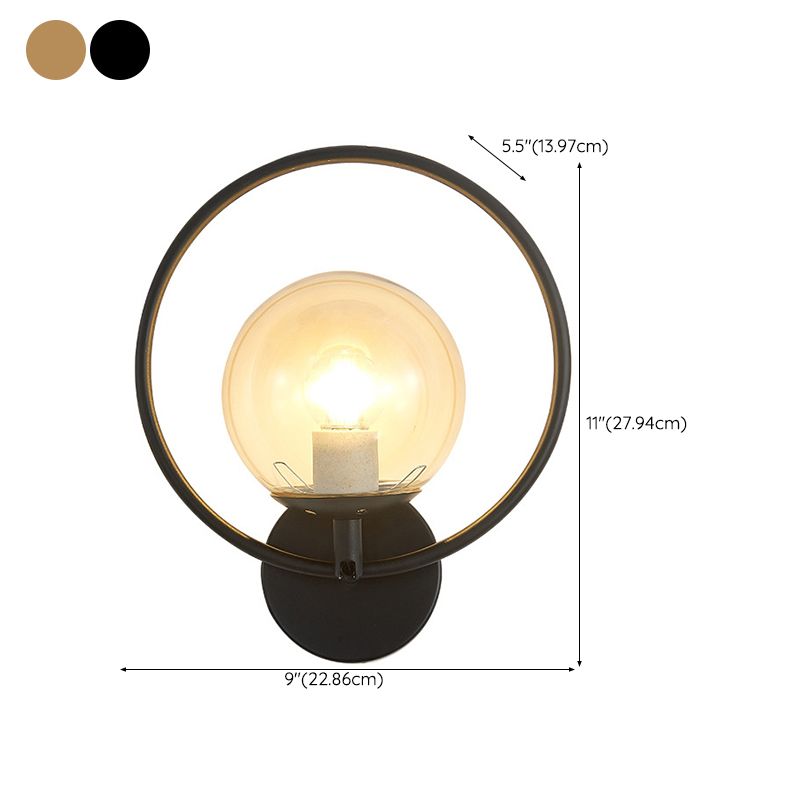 Hoop Shape Wall Sconce Modern Style Metal 6 Lights Wall Mount Lamp for Living Room