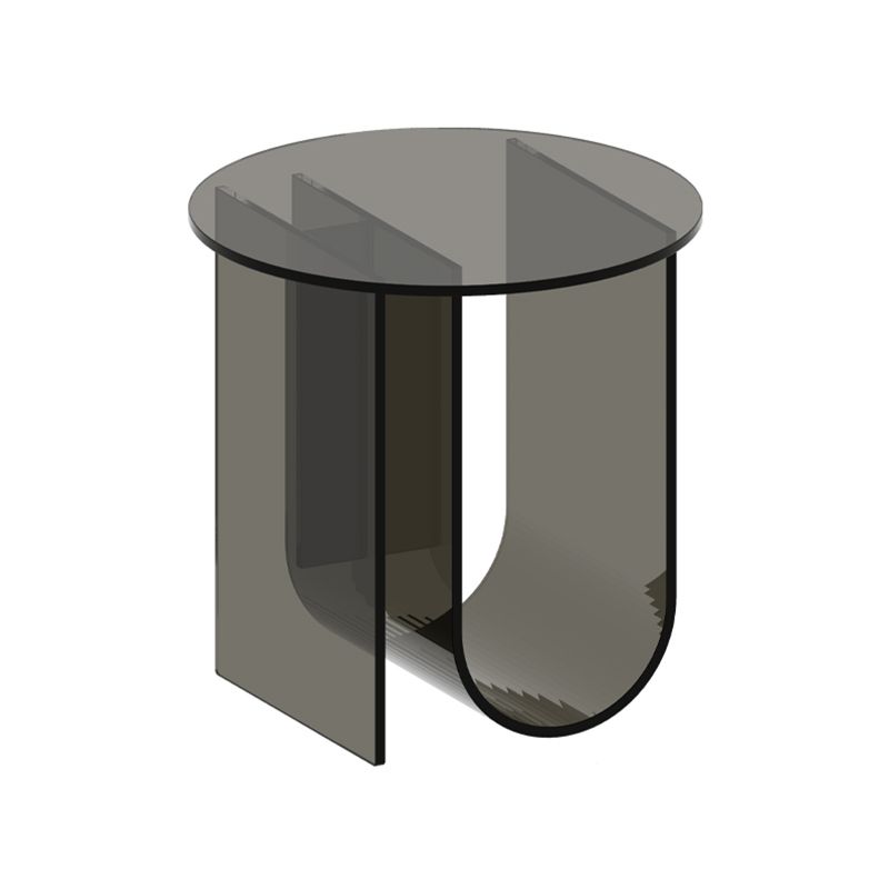 Modern Acrylic End Slide Table Round Corner Table with Storage