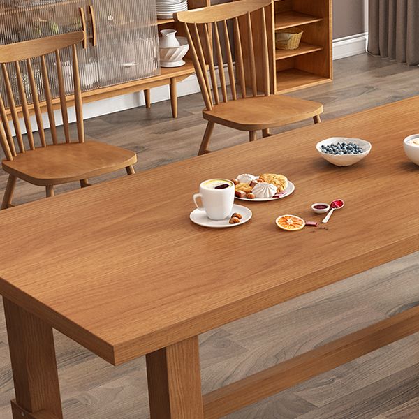 Modern Ash Wood Table for Restaurant Rectangle Dining Table with Trestle Base