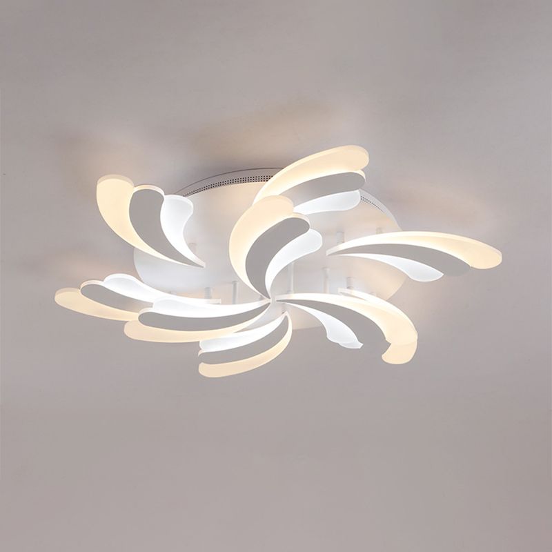 Lámpara de techo de ala moderna y elegante, lámpara acrílica de montaje semiempotrado para dormitorio de 9/12/15 luces en luz blanca/cálida