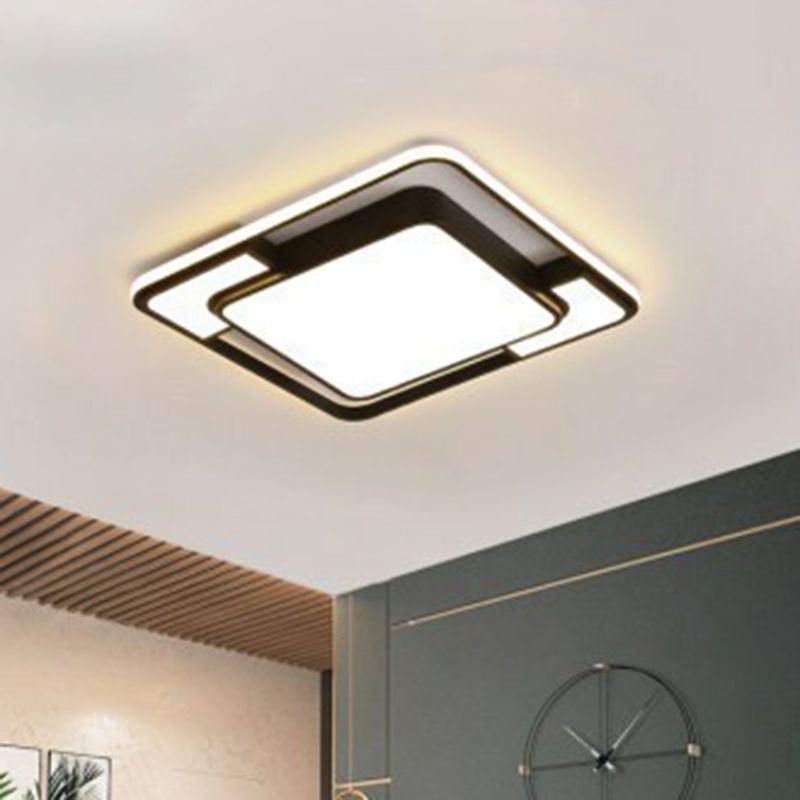 Lampada da soffitto a soffitto a LED da soggiorno in metallo con luce geometrica in stile moderno in nero