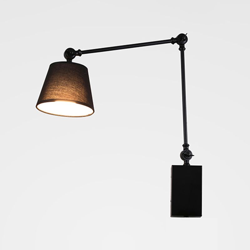 Modern Style Wall Light Fabric Shade Arm Adjustable Sconce Lamp for Bedroom
