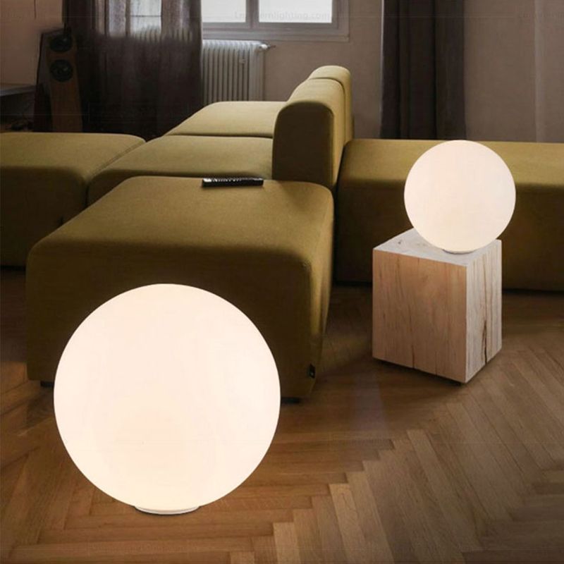 White Globe Table Lamp in Modern Concise Style Glass Single Table Light for Interior Spaces
