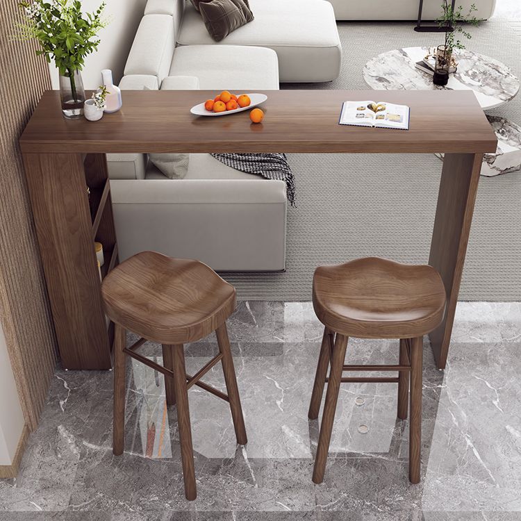 Modern Rectangle Bar Table Set 1/3 Pcs Solid Wood Bar Table and Stools