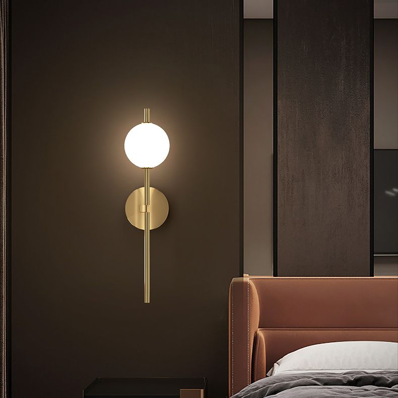 Copper Gold LED Wall Sconce in Modern Minimalist Style Globe Glass Wall Lamp for Living Room
