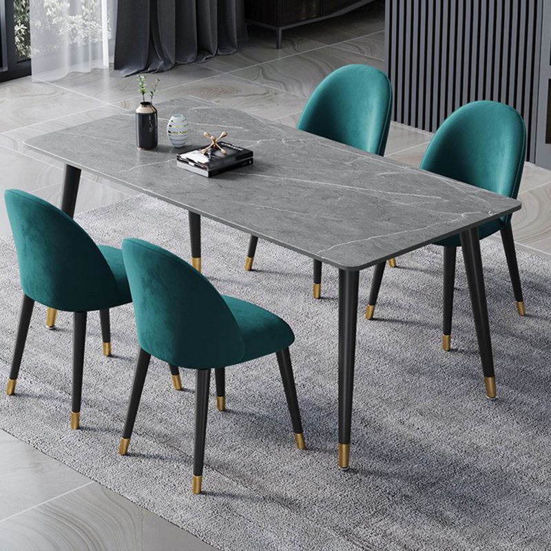 Stone Modern Rectangle Dining Table Matte Finish 4 Legs Table for Home