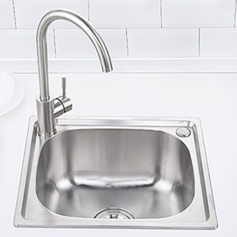 Single Bowl Kitchen Sink Stainless Steel Rectangle Sink with Basket Strainer