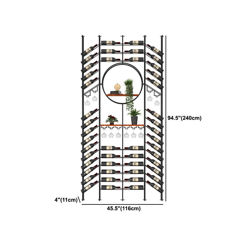 Iron Floor Wine Bottle & Glass Rack Black Industrial Wine Rack with Stemware Holder