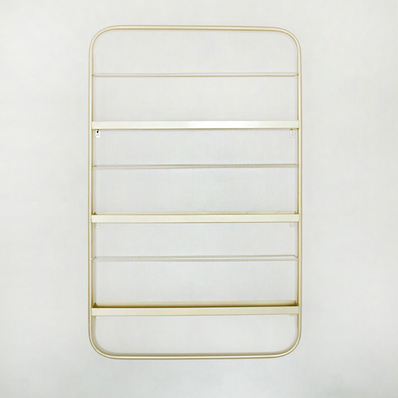 Metal Floating Bookcase Gold Color Wall Mounted Shelf for Home Office