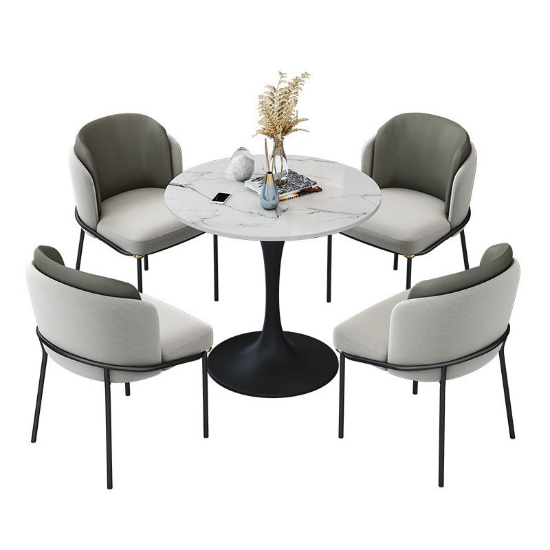 Round Pedestal Base Dining Table Modern Stone Table for Milk Tea Shop