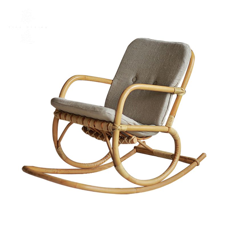 Modern Rocking Chair Wicker Removable Cushions Button-Tufted Rocker