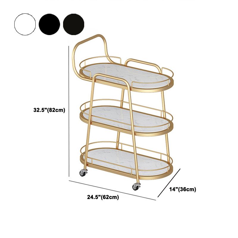 Contemporary Oval Metal Prep Table 32.28"H Rolling Prep Table for Dining Room