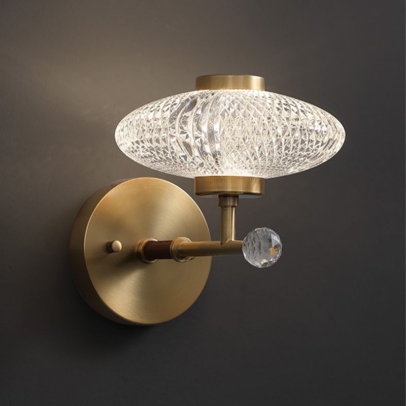 Brass Geometric Wall Light Postmodern 7" Wide Wall Sconce for Living Room