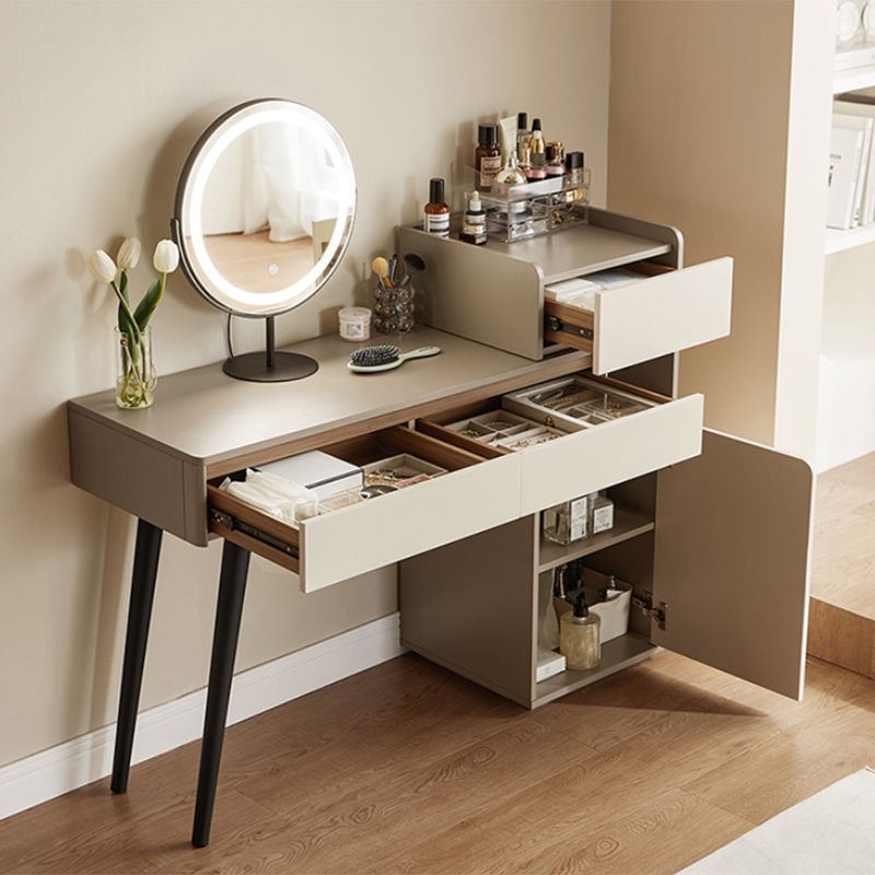 Contemporary With Drawer Wood Lighted Mirror Bedroom Dressing Table