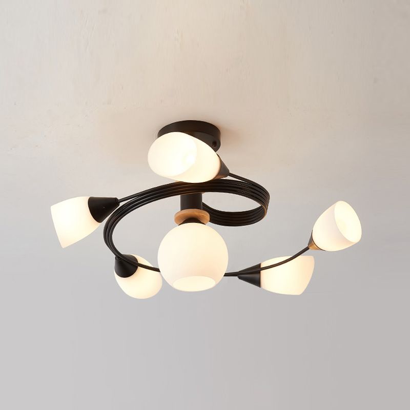 Metal Flush Mounted Ceiling Lights Frosted Glass Shade Ceiling Lighting for Living Room