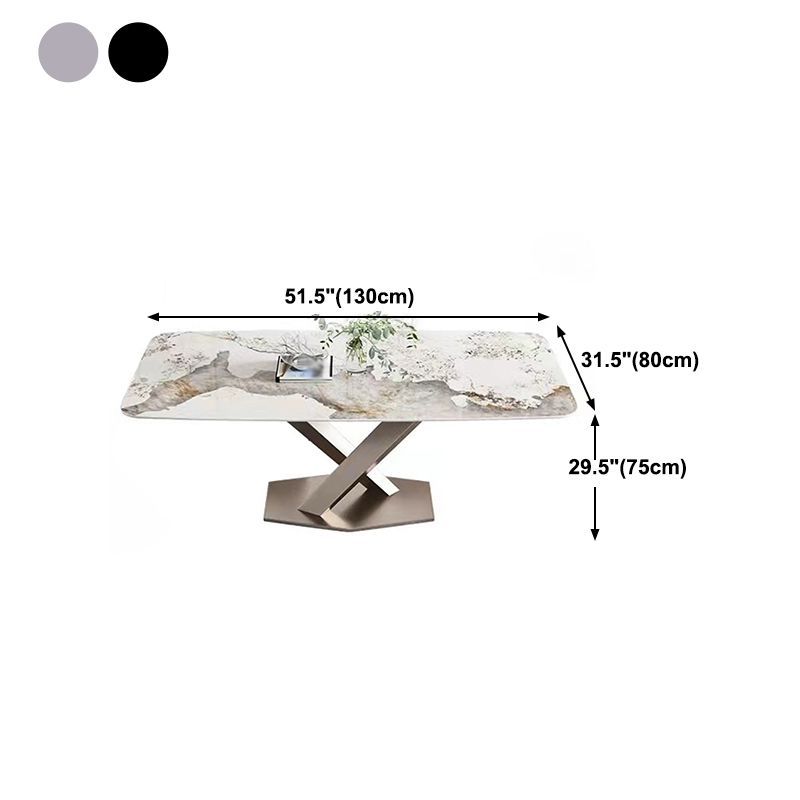 Stone White Top Dining Table Traditional Luxury Table with Pedestal Base
