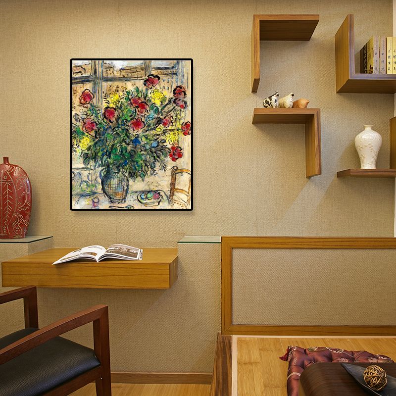 Yellow Paintings Flower Wrapped Canvas Countryside Textured Wall Art for Living Room