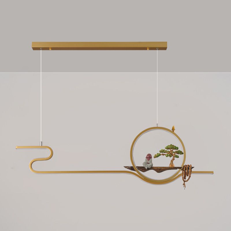 Accesorios de iluminación de isla lineal contemporánea metal de metal de 2 luces de iluminación