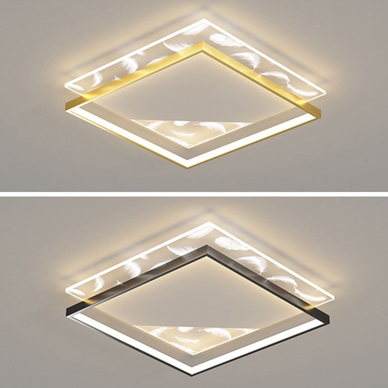 Stagger Square Acrylic LED Semi Flush Ceiling Light in Modern Concise Style Feather Ceiling Fixture for Bedroom