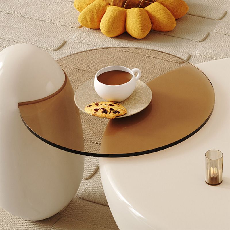 Wooden Coffee Table Round Nesting Coffee Table Set for Living Room