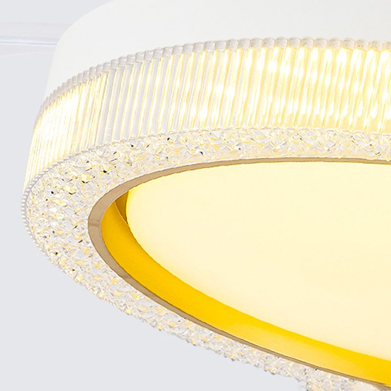 Contemporary Ceiling Fan Lighting Retractable Fan Blades Fan Fixture in White
