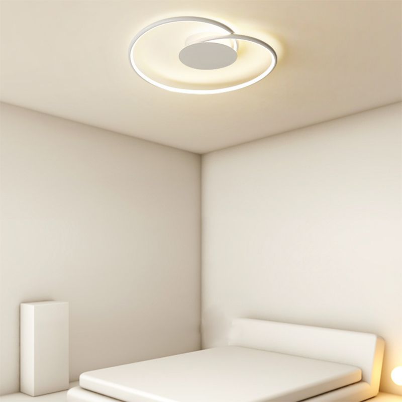 Metal Geometric Flush Light Simple 1 Light Flush Lighting in White