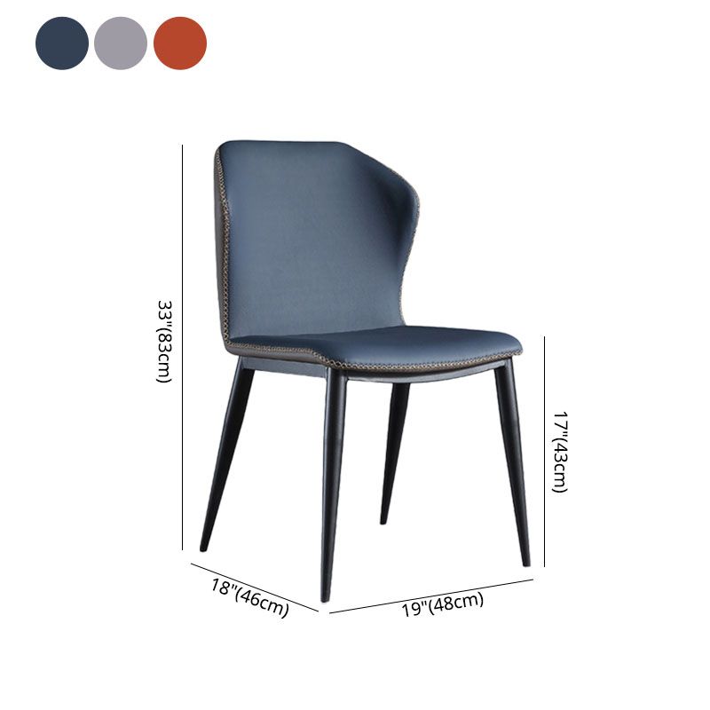 Sillas de comedor de cuero con respaldo de estilo industrial para el hogar (juego de 2)