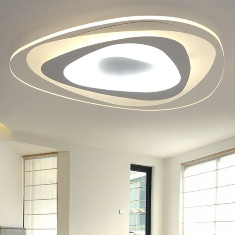 Simplicity Ultra-Thin Triangular LED Flush Mount Light Acrylic Living Room Flush Mount Ceiling Light in White