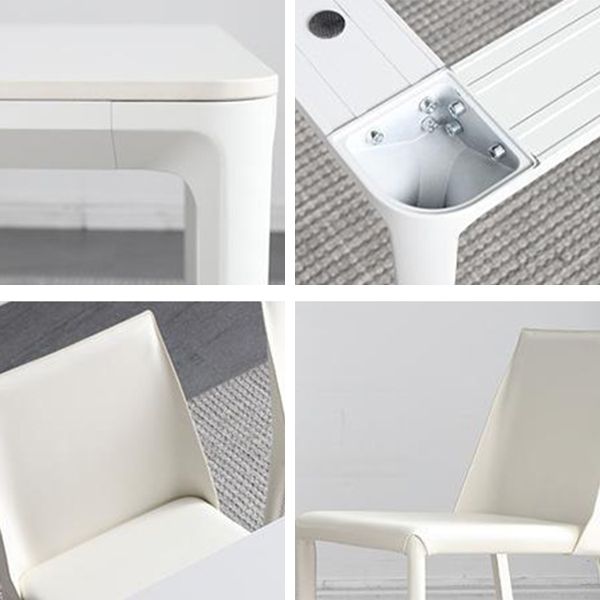 Contemporary 1/4/5/6/7 Pieces Dining Chairs Set Rectangle Stone Furniture in White