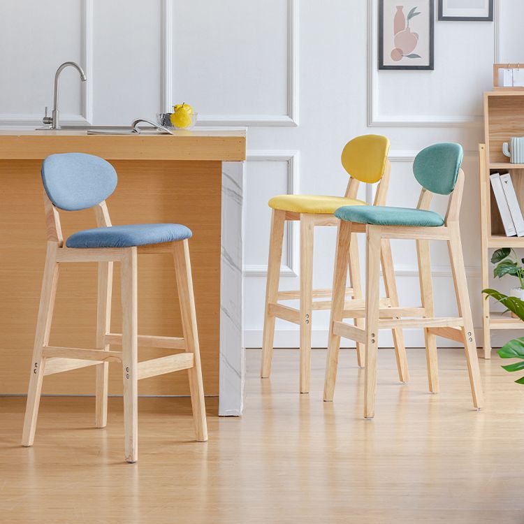 Taburete de bar moderno sin brazos con respaldo, taburete de madera con cojín para cocina