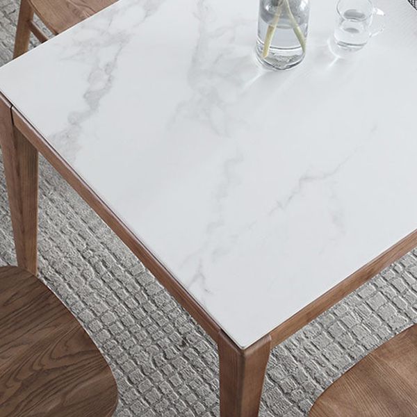 Modern Style Dining Rectangle Table Sintered Stone Dining Table with Wood Legs