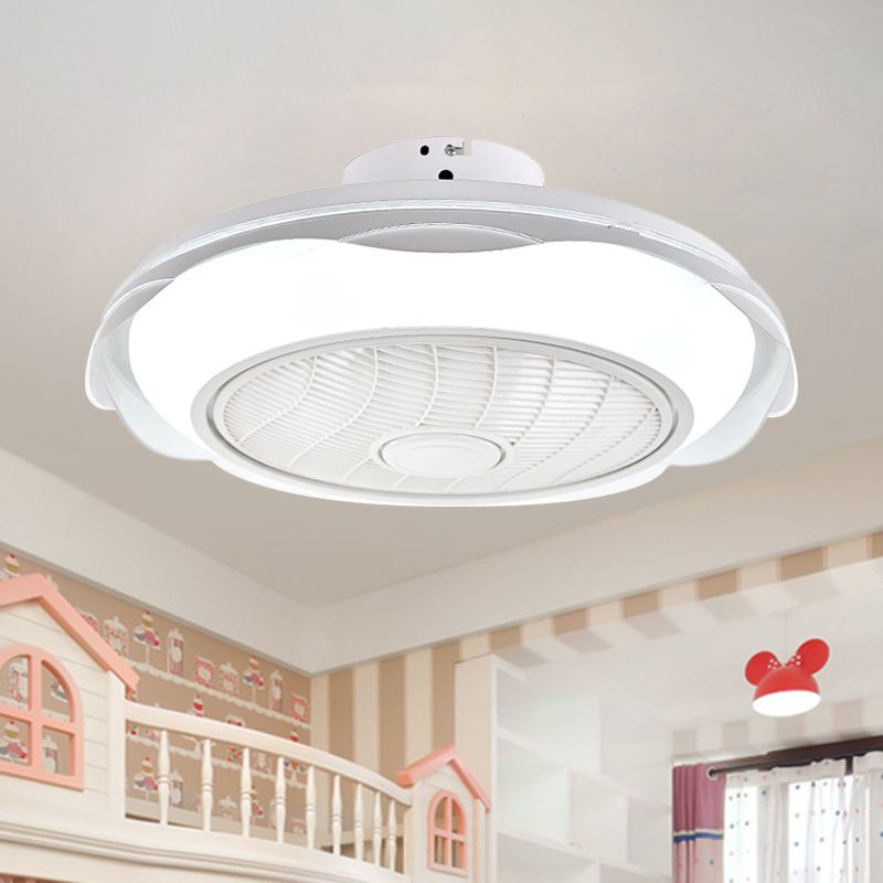 Weiß/Rosa/Blue Circle Deckenlüfter Leuchte Modernismus LED Metal Semi Flush Lampe, 20,5 "W.