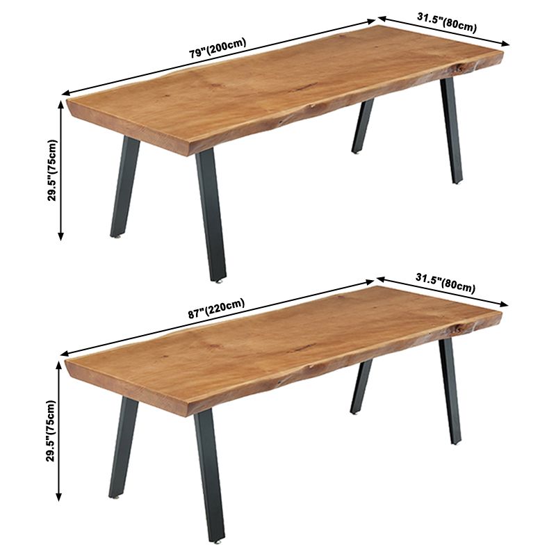 Forme rectangle 4 jambes table à manger industrielle Couleur en bois Tableau fixe de bois massif