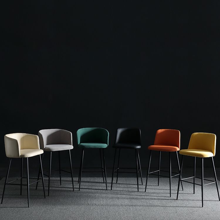 Modern Bar Stool Leather Backrest Bar Stools for Dining Room with Metal Legs