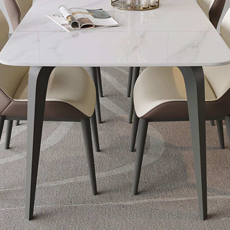 Mid-Century Dining Room Table Rectangle Stone Dinette Table for Kitchen