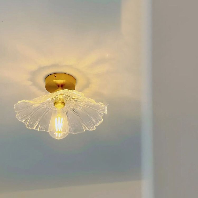 Single Golden Flush Mount Lighting Glass Ceiling Light for Living Room