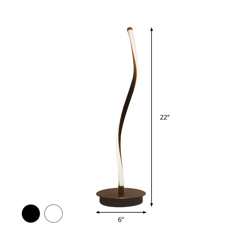 LED Curved Task Light Modernism Acrylic Night Table Lamp in White/Black for Living Room