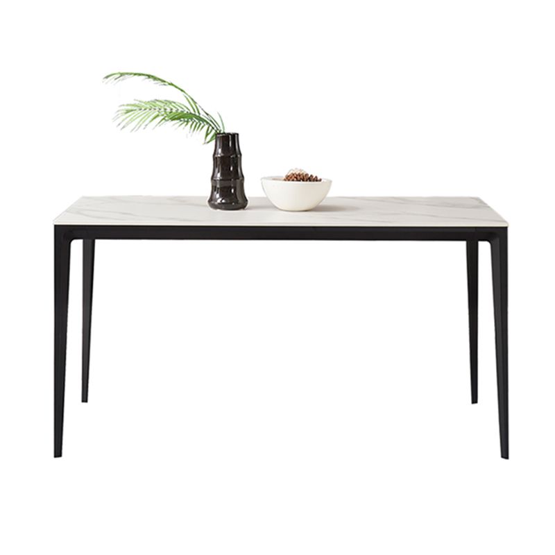 Sintered Stone Dining Table Industrial Style 4 Legs Metallic Base Rectangle Table